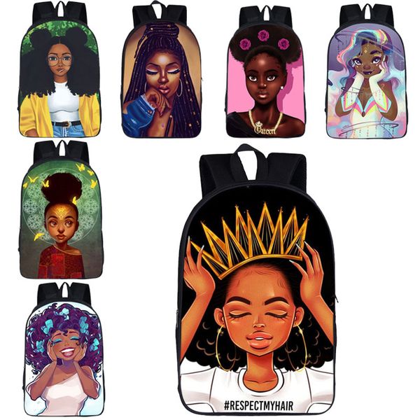 

афро леди школьные рюкзаки 32 цвета африка красоты девушки принцесса школьные сумки девочек-подростков декомпрессия 16 дюймов школьные сумки