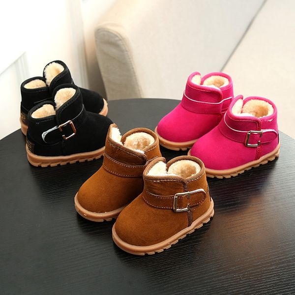 

children shoes fashion infant toddler baby girls boys kid' boots casual snow boots buckle ankle children' winter shoes #es, Black;grey