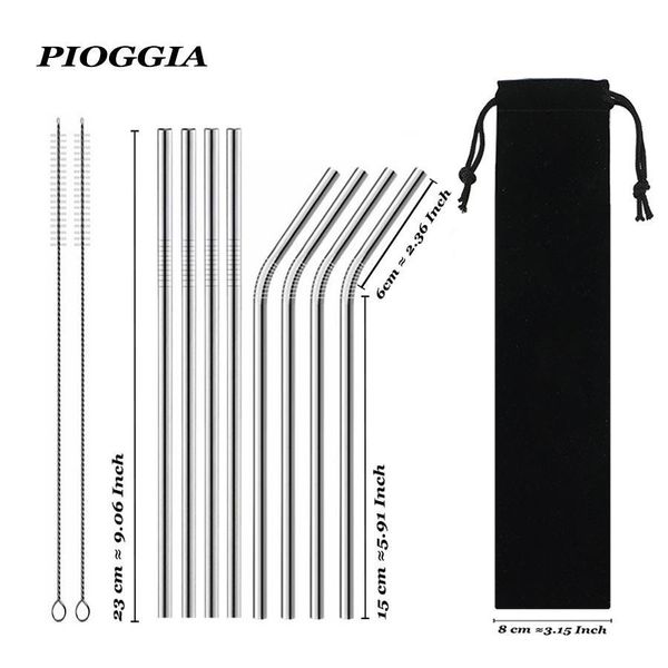 

reusable drinking straw 304 stainless steel metal straw with cleaner brush for mugs 20 30oz coffee bar accessories