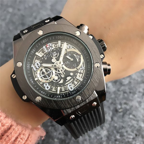 

New famou hublot watche 48mm men women watch leather belt men port watch women gift no box h164