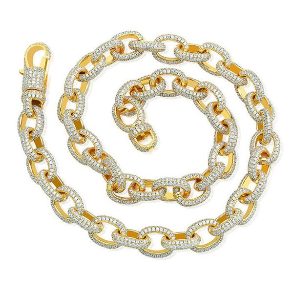 

позолоченный ожерелье модные мужчины женщины luxury high grade bling циркон геометрическая большого размера цепи hip hop дизайнерские ожерел, Silver