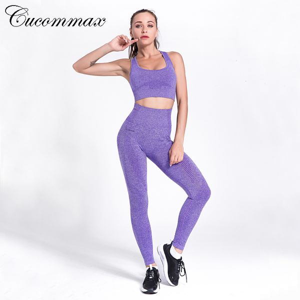 

cucommax 2 pcs yoga set for women sportswear seamless sports bra and leggings gym set women workout suit-yset001, White;red