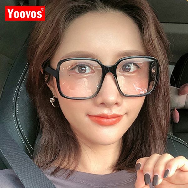 

yoovos retro glasses frame women square anti blue light vintage eyeglasses clear fashion lens glasses optical spectacle frame, Black