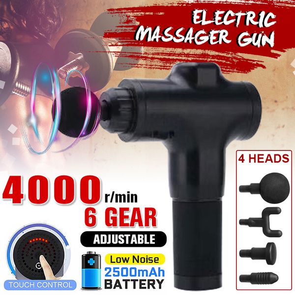 

4000r/min therapy massage guns 6 gears muscle massager pain sport massage machine relax body slimming relief with 4 heads