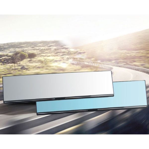

blue and white rear car large field wide-angle lens rearview mirror, car interior chrome-plated hd mirror