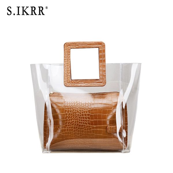 

s.ikrr summer composite transparent bag lady large jelly handbag multicolor luxury designer beach handbags tote messenger bags