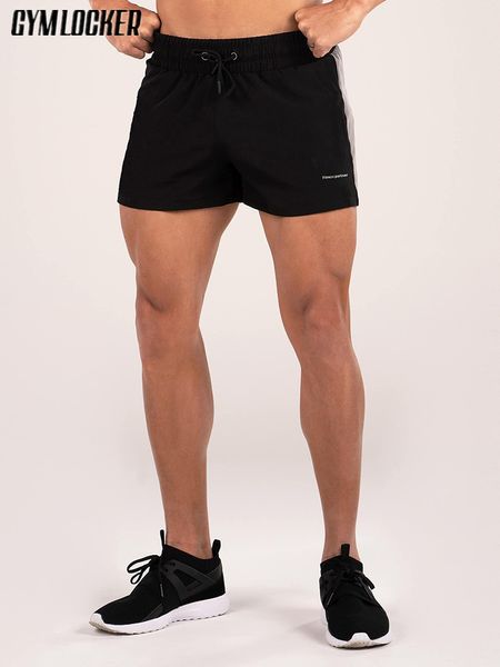 

gymlocker men's new beach shorts bodybuilding slim fit quick-drying shorts mens jogger sweatpants gyms fitness men, White;black