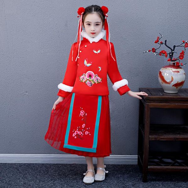 

11.16th winter christmas girls' suit embroidered children's suit size 110-150cm kids clothing new arrival good quality 2019, White