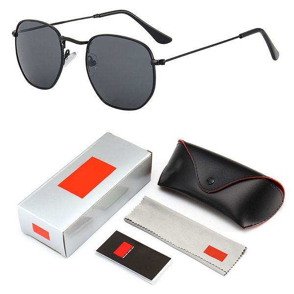 

fashion sunglasses women brand designer small frame polygon sunglasses men vintage sun glasses hexagon metal frame with logo and box, White;black