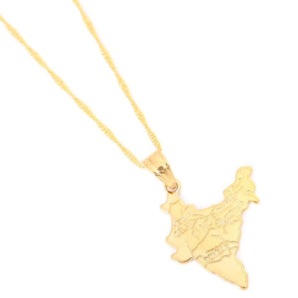 

the republic of india map pendant necklaces chain indian for women girl gold color hindu jewelry, Silver