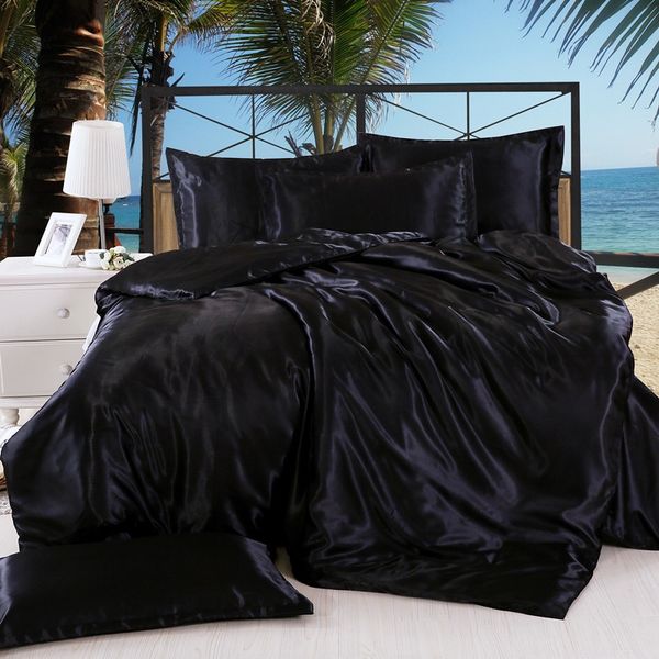 

1pcs пододеяльник однотонный сатин шелк single double queen king одеяло обложка advanced home bed soft квалифицированный удобная пододеяльни