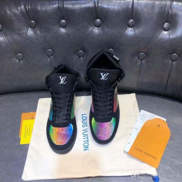 

2019 rivoli sneaker boot mens designer shoes luxury monogram canvas high sneaker fashion genuine leather sneakers with box, Black