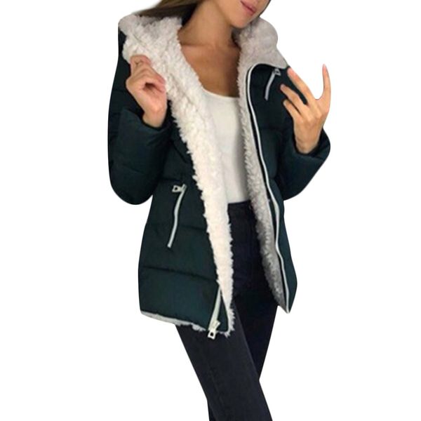 

ostrich new 2019 winter lamb wool suede jacket thick coat warm long-sleeved jacket female autumn female coat, Black