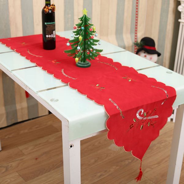 

polyester christmas table flags cover embroidery tablecloth home decorations