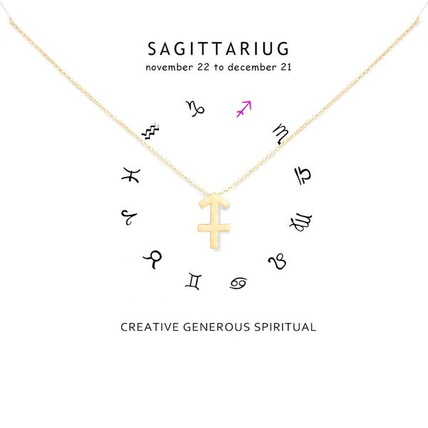 Minimalism 12 Constellation Sagittarius Necklaces For Women Zodiac Gold Sliver Chains Necklace Valentine's Gifts Fashion Jewelry
