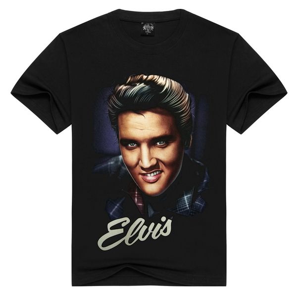 

2020 men's cotton short sleeve elvis printed t-shirt metal band custom personality popular, White;black
