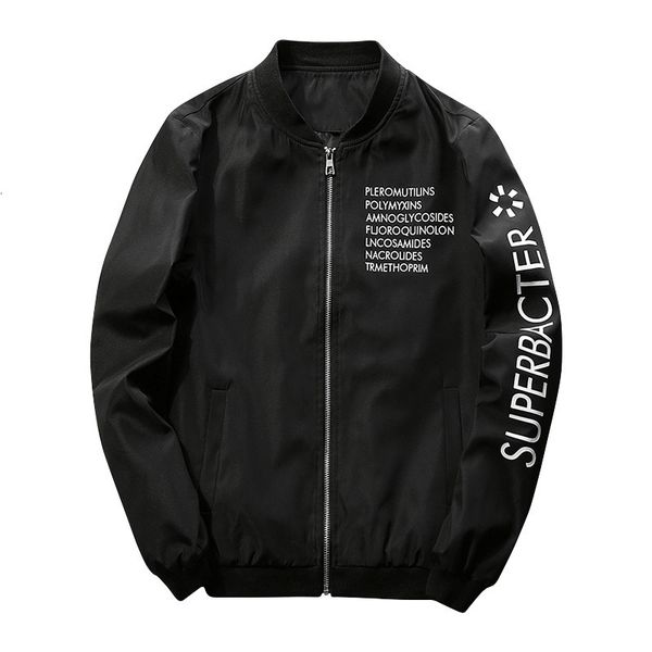 

spring and autumn thin men's baseball collar print letter slim jacket large size casual joker jacket dropshipping, Black;brown
