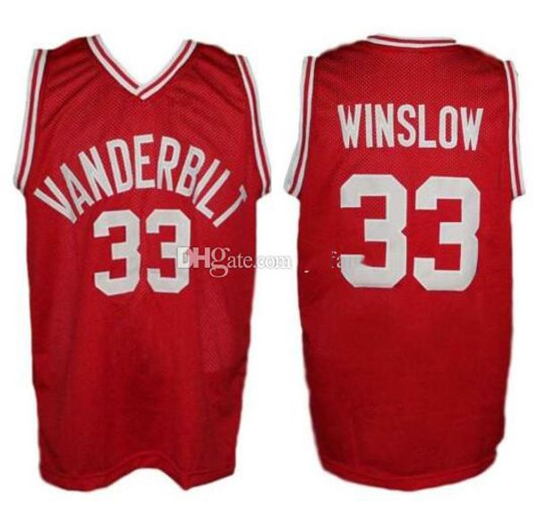 

eddie winslow #33 vanderbilt muskrats high school retro basketball jersey men's stitched custom any number name jerseys, Black;red