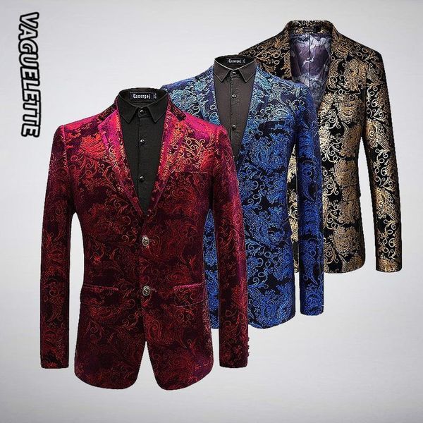 

luxury velvet pattern blazer men paisley floral jackets wine red/gold/blue men's stage jacket elegant wedding men's blazer m-6xl, White;black