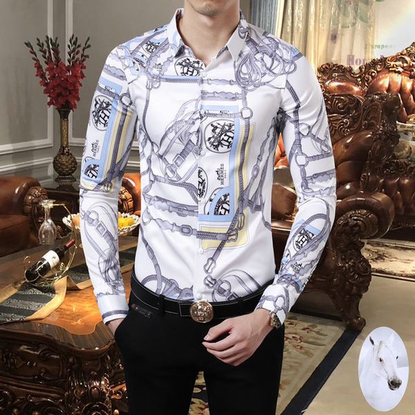 2019 Summer Men Short Sleeve Baroque Design Print Casual Dress Shirt Top Tees UK