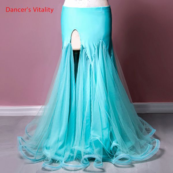 

new belly dance wear competition outfits customized chiffon split skirt oriental dancers stage performance costume, Black;red