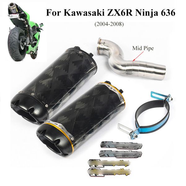 

motorcycle exhuast system muffler pipe tips middle link tube slip on for ninja zx6r zx636 2004-2007 2008 escape exhaust