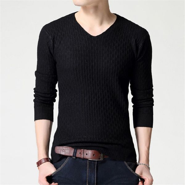 

slim v neck mens sweaters solid color skinny long sleeve mens sweaters fashion stretch male apparel, White;black