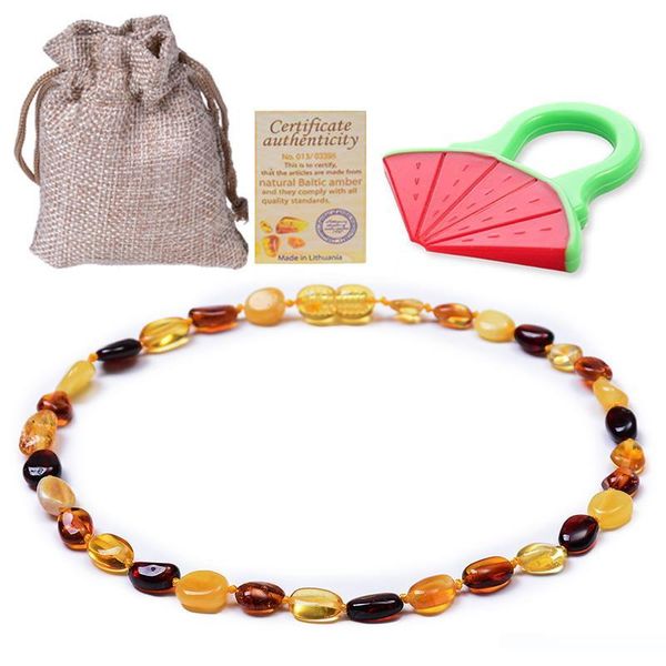 

hiyong 2019 new natural baltic ambers teething necklace for baby handmade in lithuania ambers beads perfect baby shower gift, Silver