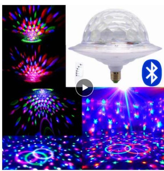 E27 UFO 6 colori Bluetooth MP3 MP3 Crystal Magic Rotating Ball Ball Luci Disco Sound Control Proiettore LED RGB Party DJ Stage Lighting AC110V-220V