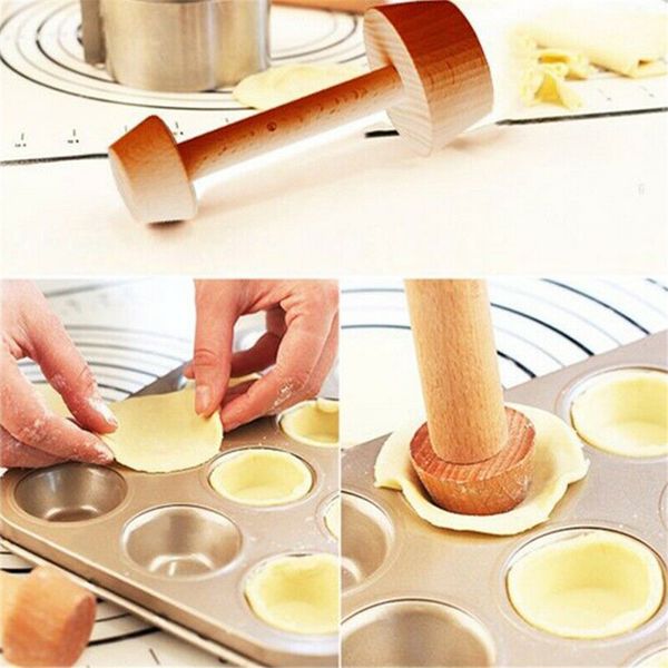 

wooden egg tart tamper portable double side pastry egg tart pusher eggtart mold kitchen baking tools egg tart mould