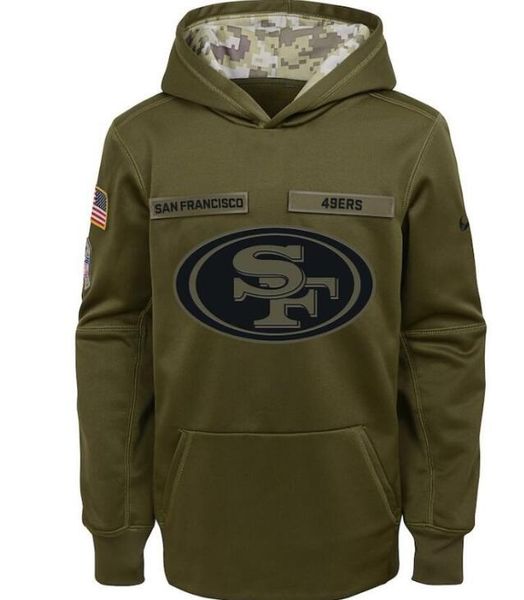 

2019 men and women youth san francisco sweatshirt 49er salute to service sideline therma performance pullover hoodie olive 15, Blue;black