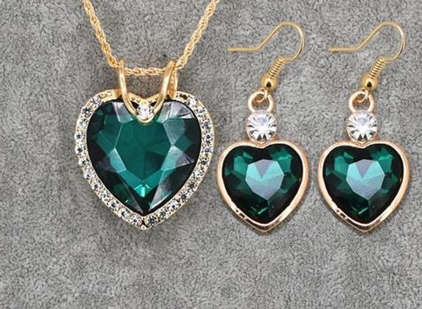 

2018 new arrivals fashion bride wedding banquet luxury austrian crystal heart pendants necklace/earrings women jewelry set, Black