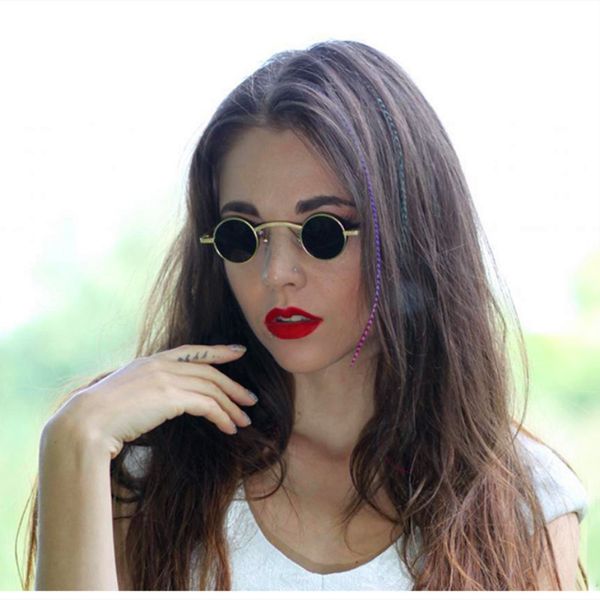 

vintage round sunglasses women fashion color lens mirror sunglasses female brand design metal frame circle glasses oculos uv400, White;black