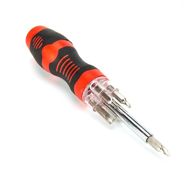 

multifunction screwdriver tool 5 bit heads tpr handle with led light qp2