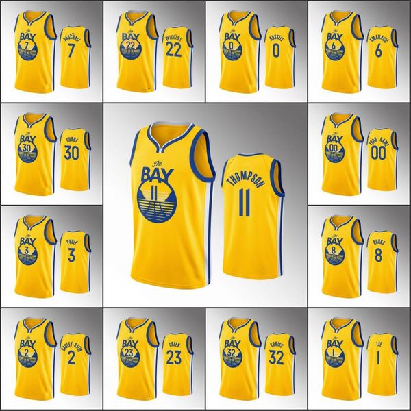 

golden men stephen curry klay state thompson andrew nba wiggins yellow 2020 statement warriors custom jersey, Black;red