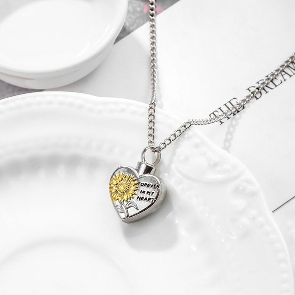 

love sunflower urn pendant necklace urn pendant memorial necklace cremation jewelry by memory house, Silver