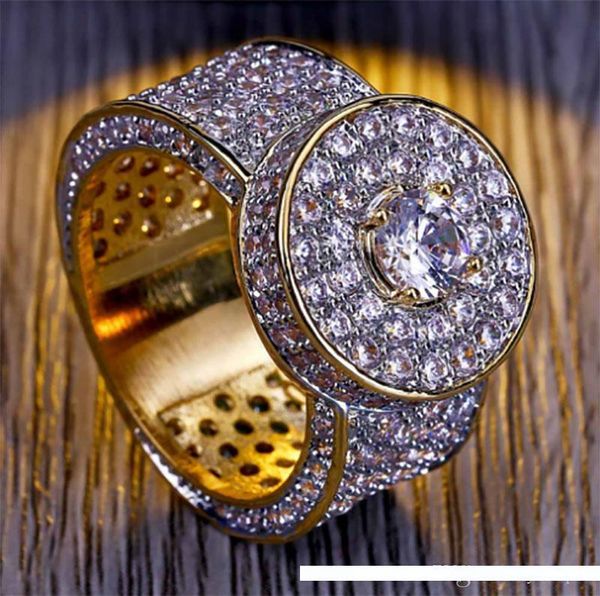 

лучшие качества пользовательского кластер iced out цирконий micro pave bling bling кольца 18k позолоченный имитация diamonds hip hop кольцо, Golden;silver