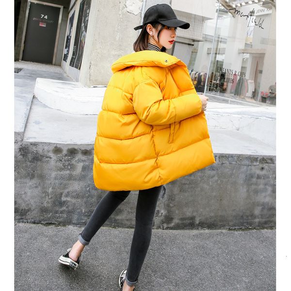

oversize cotton woman chic down cotton-padded jacket woman tide ins bread serve girls long fund, Black