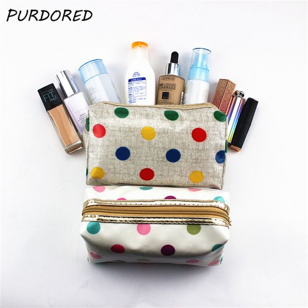

purdored 1 pc colorful dot makeup bag pvc cosmetic bag laser makeup case organizer travel beauty toiletry dropshipping