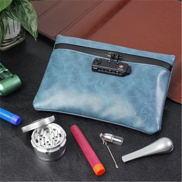

waterproof smoking smell proof bag leather proof stash container case storage with combination lock for odor