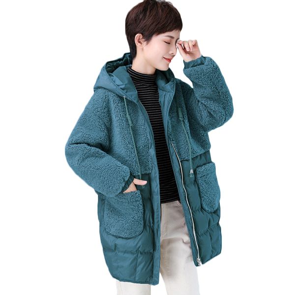 

new winter down jacket women korean thick warm down cotton jackets plus size long casual lamb cotton pad parkas 40-90 kg f1203, Black