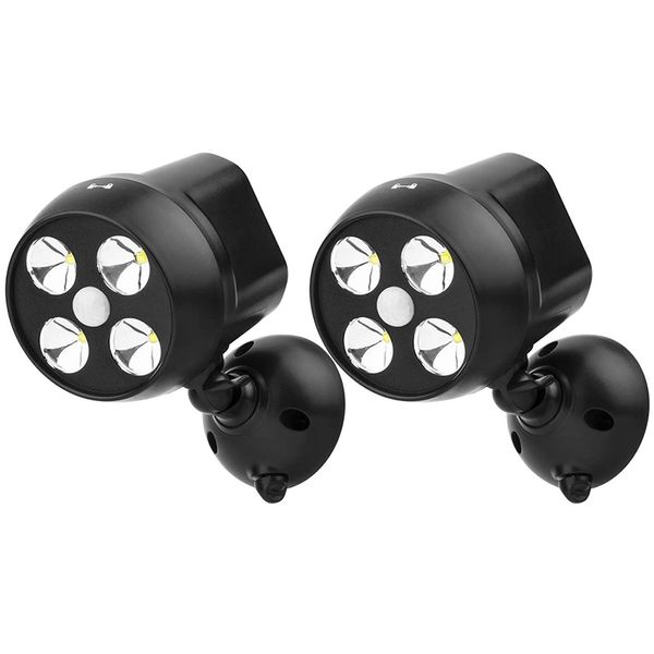 

2-piece battery-powered outdoor rotating wall light, pir motion sensor spotlight, weatherproof outdoor wall light for walkway, 6