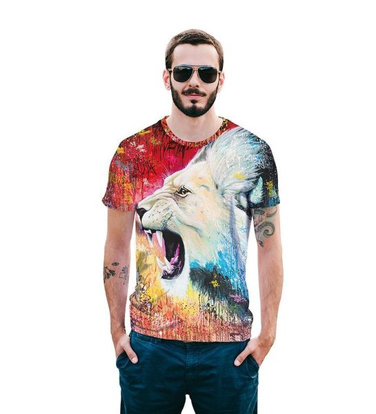 

2018 лето и новая рубашка digital 3d snow wolf мужская футболка street young с короткими рукавами, White;black