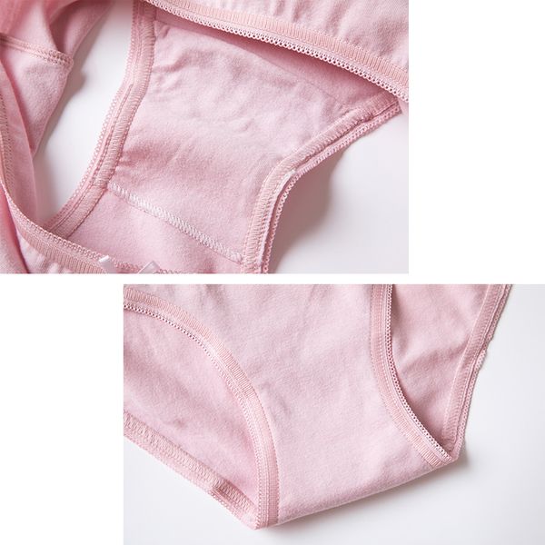 

panties women cotton comfortable breathable underwear briefs for female seamless simple bow low waist panties solid briefs, Black;pink