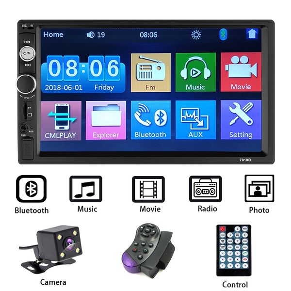 

2 din автомобильный мультимедийный плеер аудио стерео радио 7 "hd mp5 сенсорный экран цифровой дисплей bluetooth usb fm авторадио