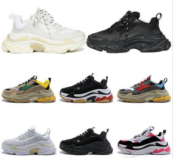 

platform designer paris 17fw triple s fashion sneakers men women old dad shoes black white leather casual flat shoes luxury sneakers