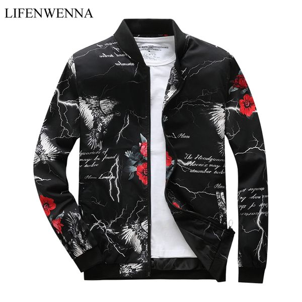 

2018 autumn spring new men's bomber zipper jacket male casual streetwear slim fit pilot coat men clothes print windbreaker coats, Black;brown