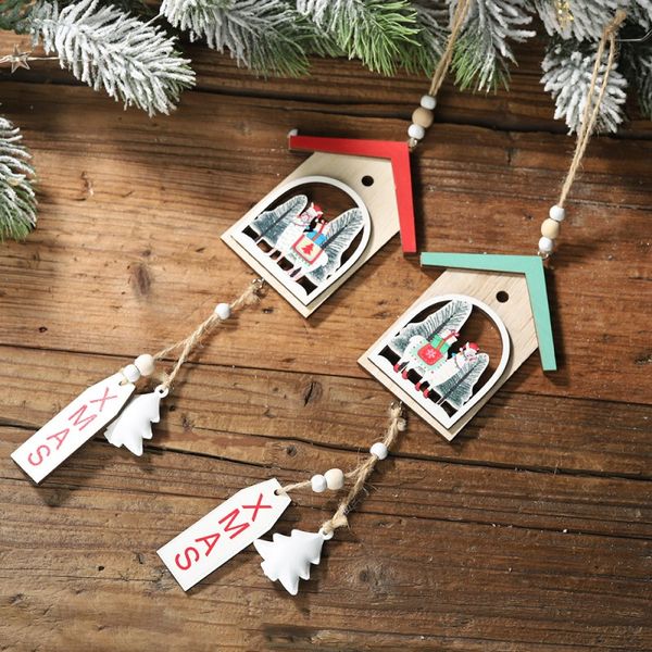 

wooden house ornament xmas tree hanging tags pendant decor christmas decorations kerst decoratie new years eve decorations