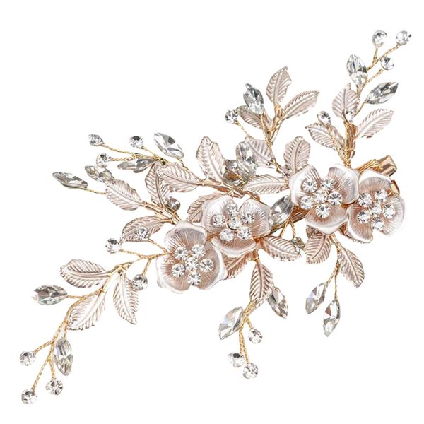 

hair accessories for wedding-light wedding hair clip with bridal barrette-handmade flower clip pieces for women, Golden;white