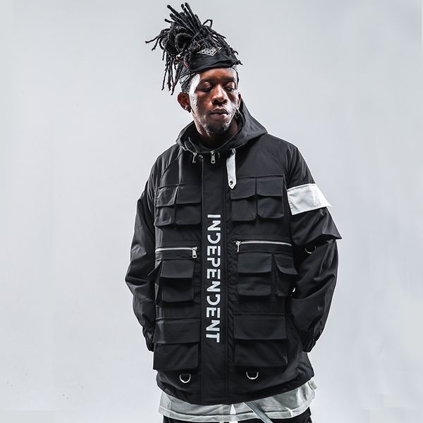 

mens jackets and coats autumn 2019 black cargo hip hop outerwear, Black;brown